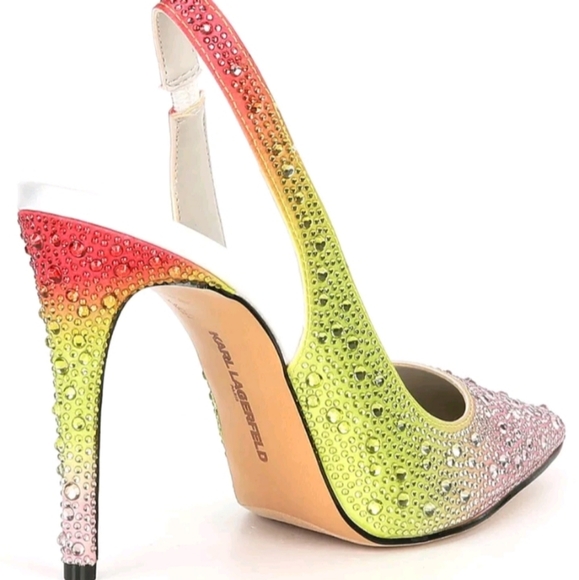 Karl Lagerfeld Chalina Rhinestone slingback pumps Heels PRIDE $149 - Picture 2 of 10
